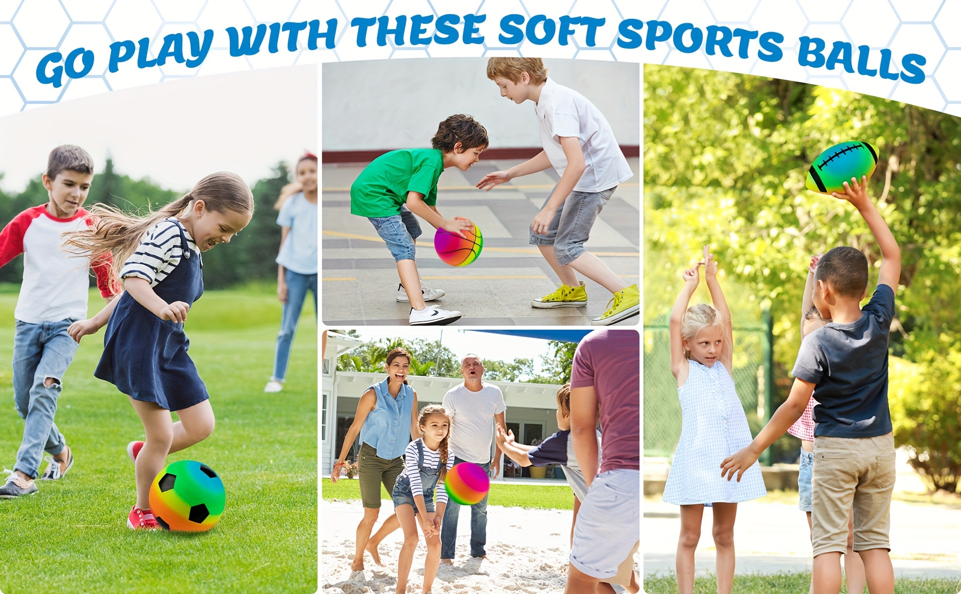 Homotte Rainbow Sports Balls Set of 4, Including an 8.5