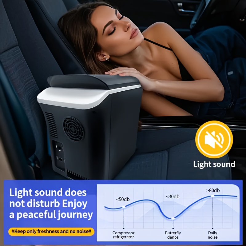 [Portable Car Fridge] Portable 12V Car Refrigerator | 1 Door Mini Fridge for Outdoor, Camping, RV, Truck - Black, 1-10L Capacity, Semiconductor Technology, Durable Construction