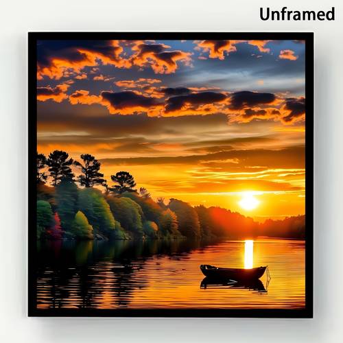 item picture 1pc 5d diamond painting kit with round diamonds 3d lake boat mosaic art suitable for diy craft gift wall decor handmade for home decoration party holiday complete set