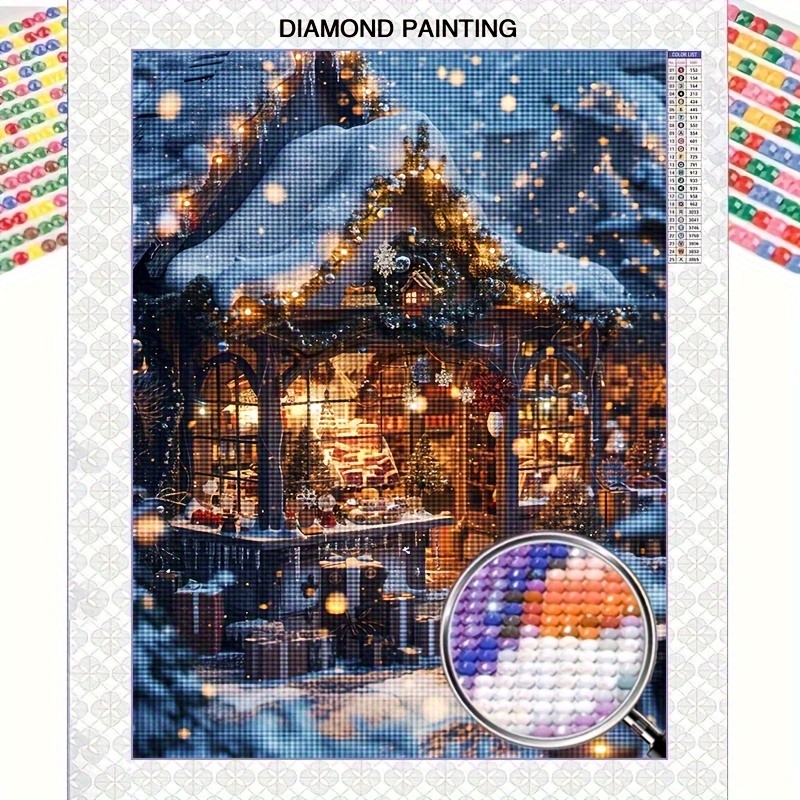 

Christmas Scenery 5d Diamond Painting Kit - Full Drill Round Rhinestones, Complete Craft Set With Tools, Frameless Wall Art For Living Room & Bedroom Decor, 11.8x15.8 Inches
