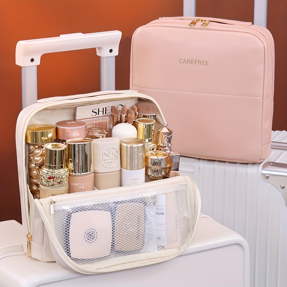 1pc vertical stand makeup bag pu large capacity cosmetic - Temu Oman
