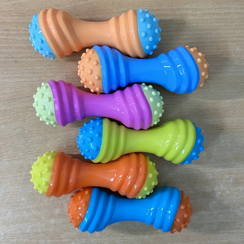 Interactive Squeaky Dumbbell Dog Toy, Bite-Resistant TPR Material