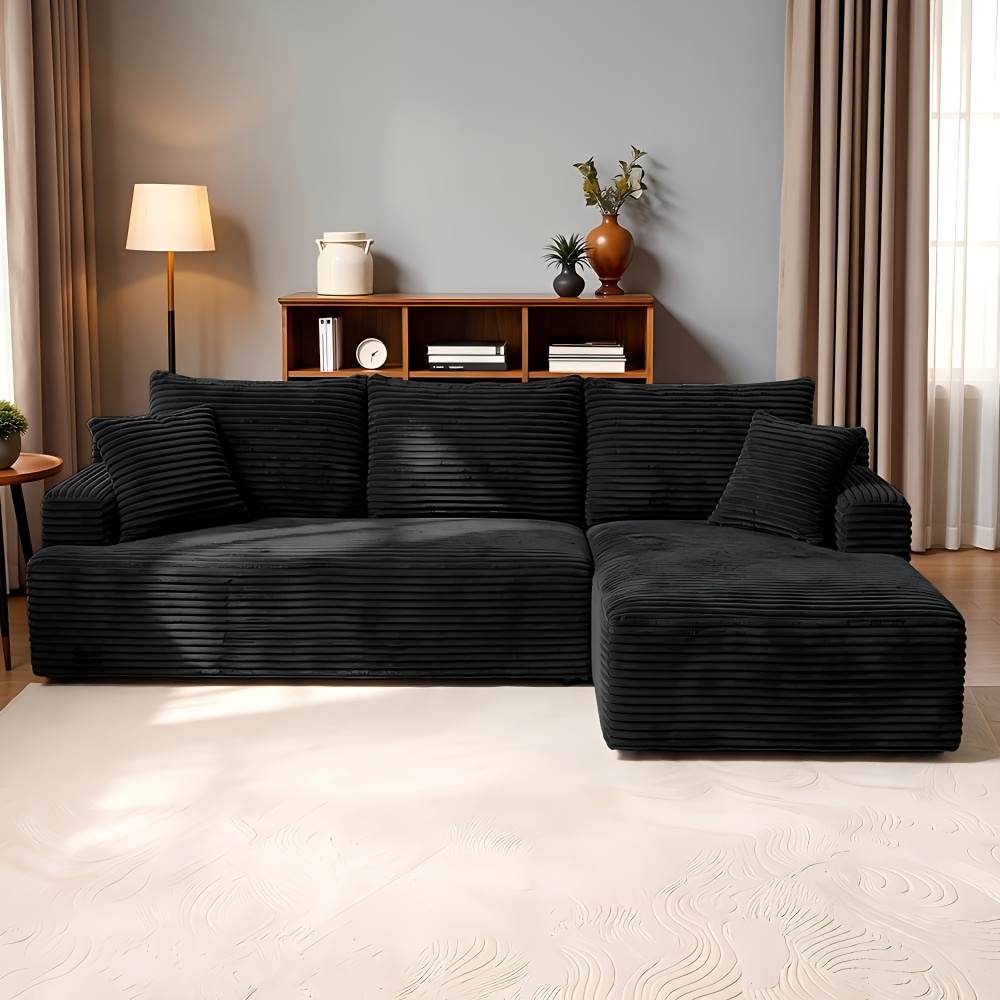 98 Inch L-shaped Luxury Sofa, Set, Boneless Sofa, Soft And Comfortable Fabric, Pet-friendly, Easy To Care For, Perfect For Family Gatherings And Entertaining Guests