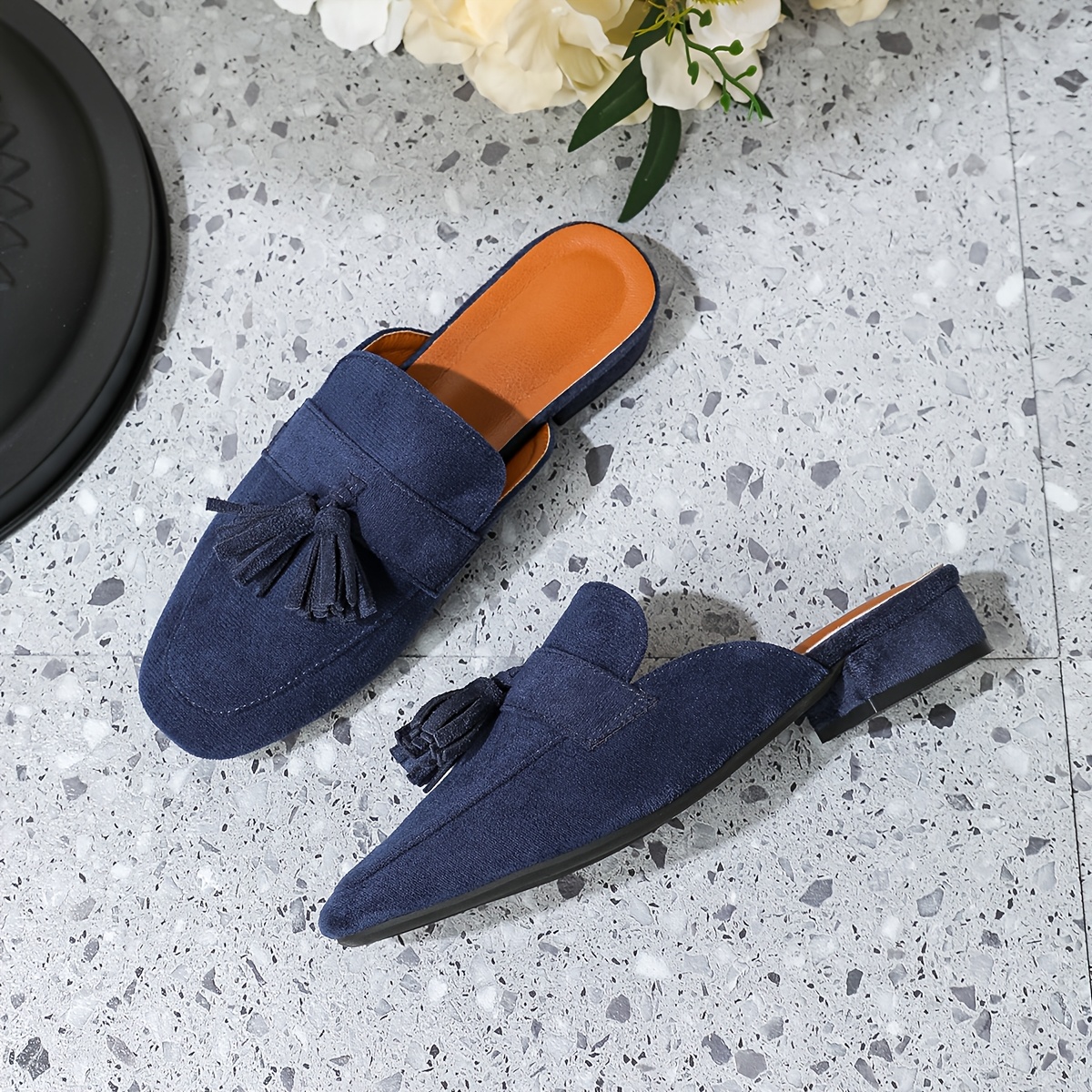TEMU Sandalias de mujer con borlas y punta cuadrada, moda casual, gruesa cómoda para a día, tacón , aptas para ocasiones casuales y formales, zapatos