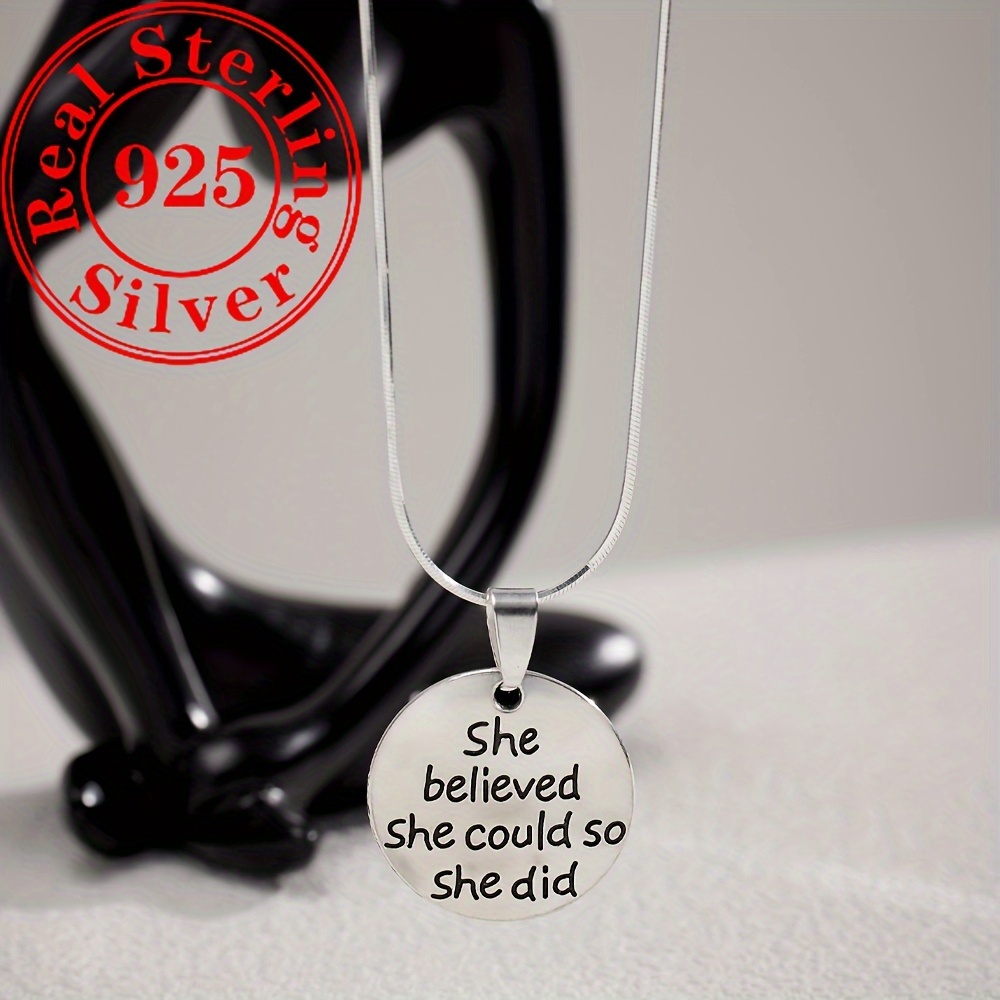 

1pc S925 Snake English "she Believes She Could So She Did" Pendant Clavicle For - Women 5.5g/0.19oz