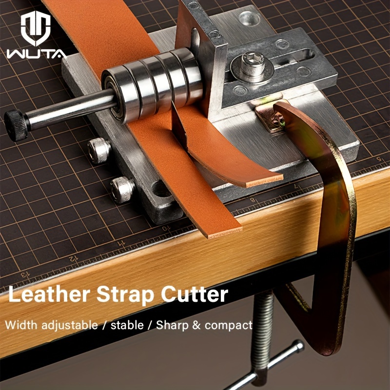 

Wuta Professional Faux Leather Strap Cutter - Sharp Blades, Adjustable Belt Splitter With C-clamp Hand Tool