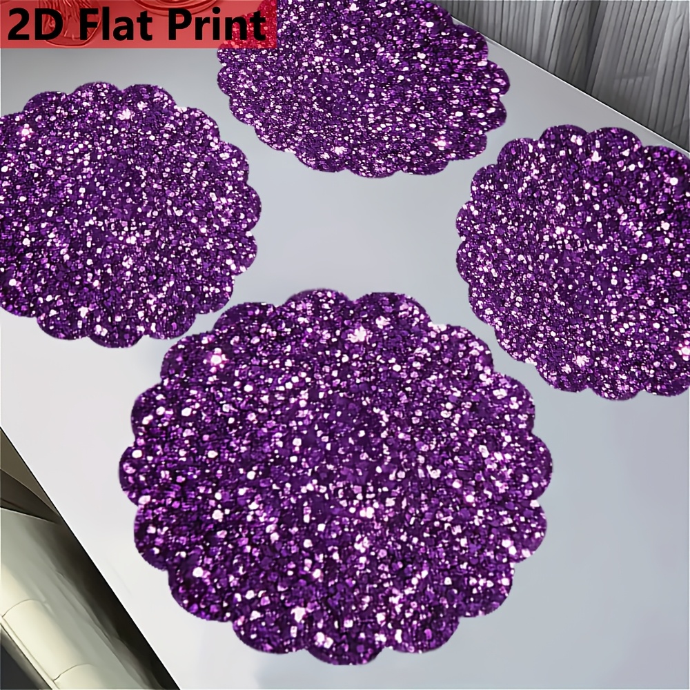 TEMU Flat Sparkling Purple Sparkling Table Mat Available For Suitable For Festival Decoration Meal Matwave Lace Placemat.cm Single-sided Circular