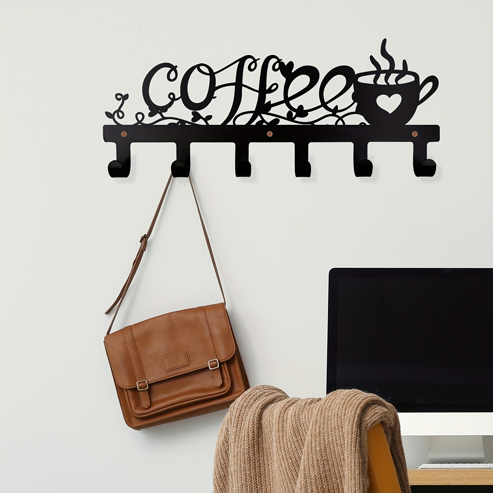 Coffee Decorative Wall Hooks Key Hooks Rack Iron Hangers - Temu