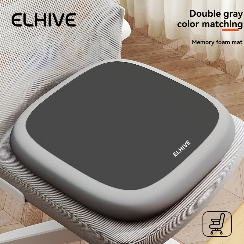 TEMU Ergonomic Memory Foam Seat Cushion For Office Chair, 12-hour Long Sitting Pad, Support For Tailbone Area & Hips, Breathable Cooling Cover,