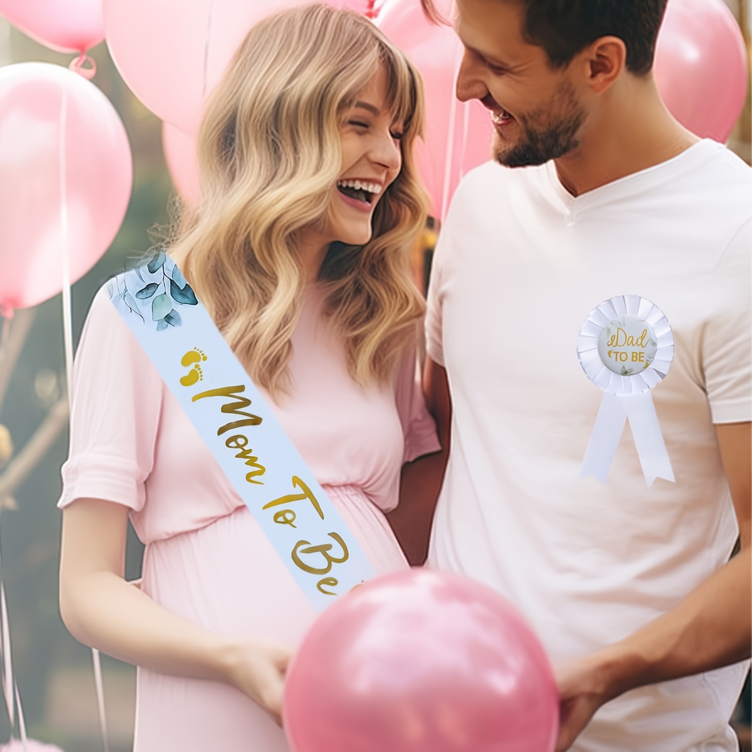 Teeloray Mommy-to-be Schärpe & Daddy-to-be Abzeichen – Gender-Reveal-Set – Satin, Grünes Enten-Design – Für Babyparty & Baby Shower