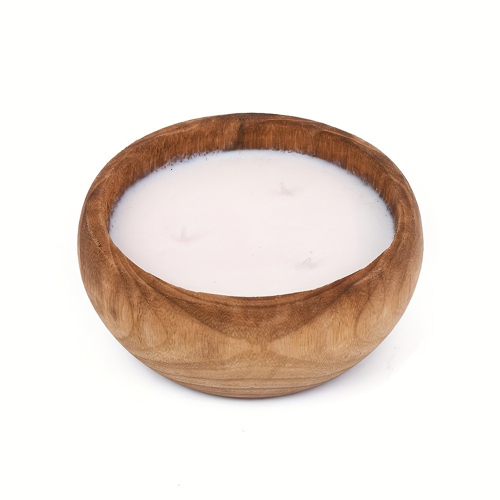 1pc Candle Holiday Party Decoration Ornament Lighting Special Round 7cm High Wooden Bowl Candle, Wax, Not Easy To Volatilize, Fragrance Lasts Up To A Year, For Hours