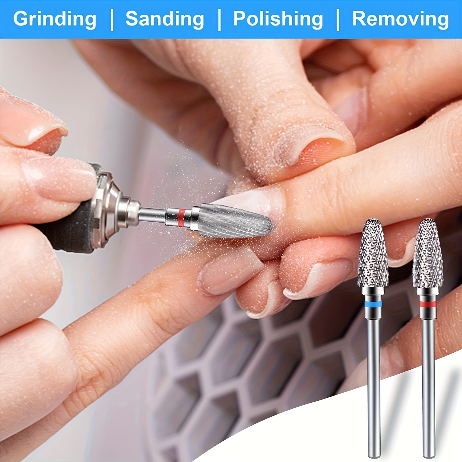 

2pcs Professional Nail Drill Bit Set - High-quality 3/32 Shank, Fine & Medium Grit For Acrylic Nails, Unscented, Ideal For Home & Salon Use