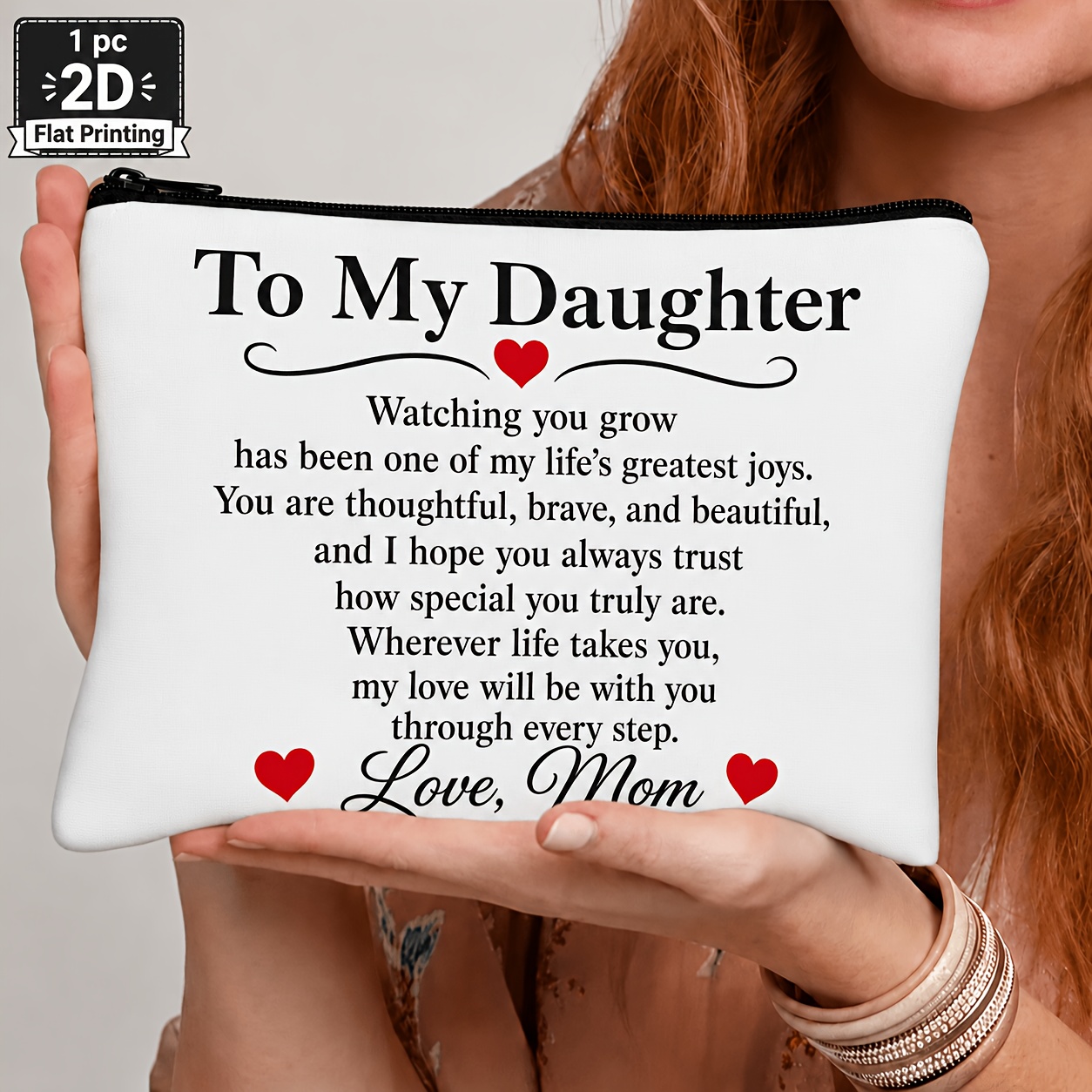 TEMU A "from Mom To Daughter" Gift Makeup And Toiletry Bag—an Emotionally Charged Cosmetic Pouch, Suitable For Birthdays And Graduation Gifts.