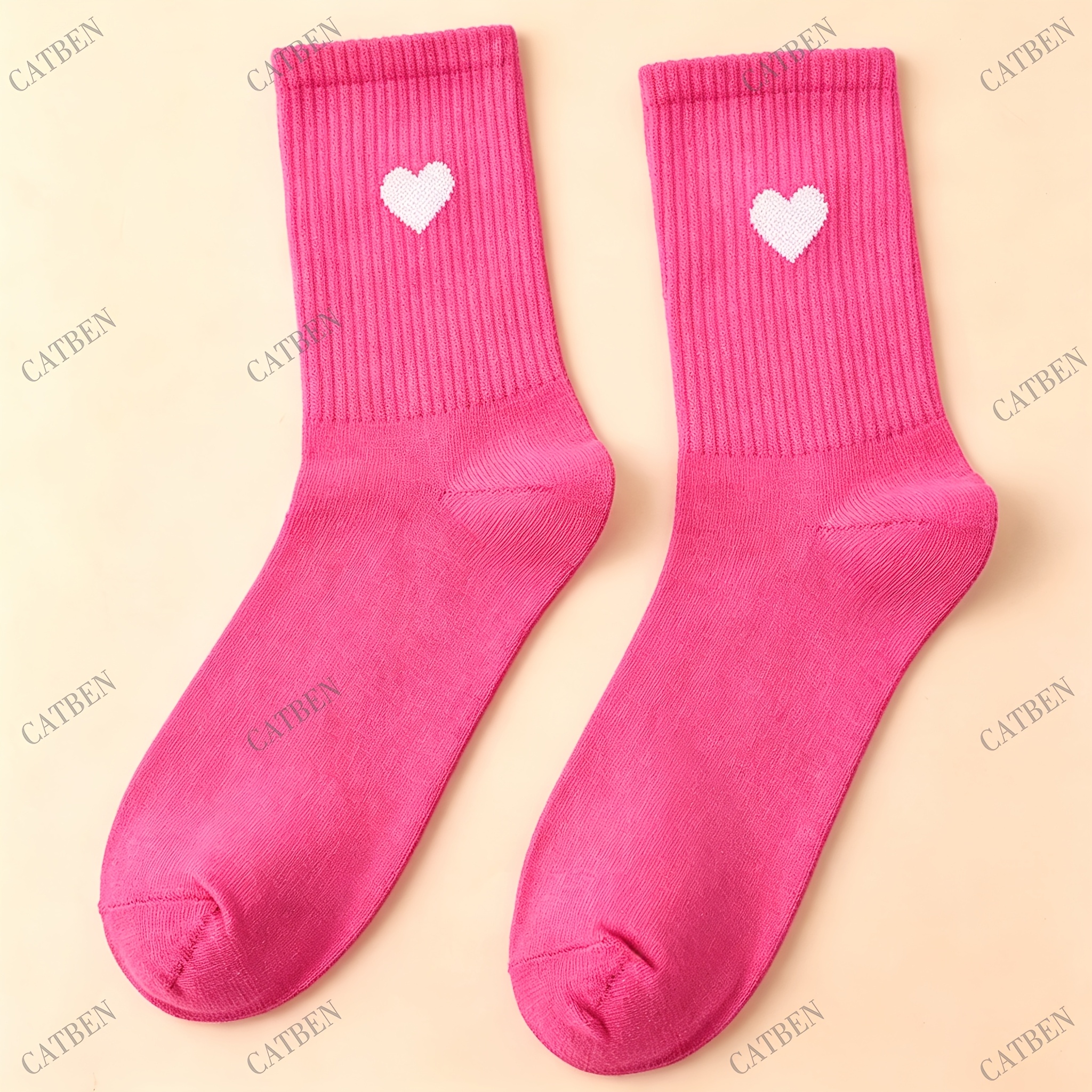TEMU 1 Paar niedliche Socken, -Socken, rosa Socken, verspielte Socken, lustige Socken mit Herzmuster, Geschenksocken für Partner, Familie, Freund,