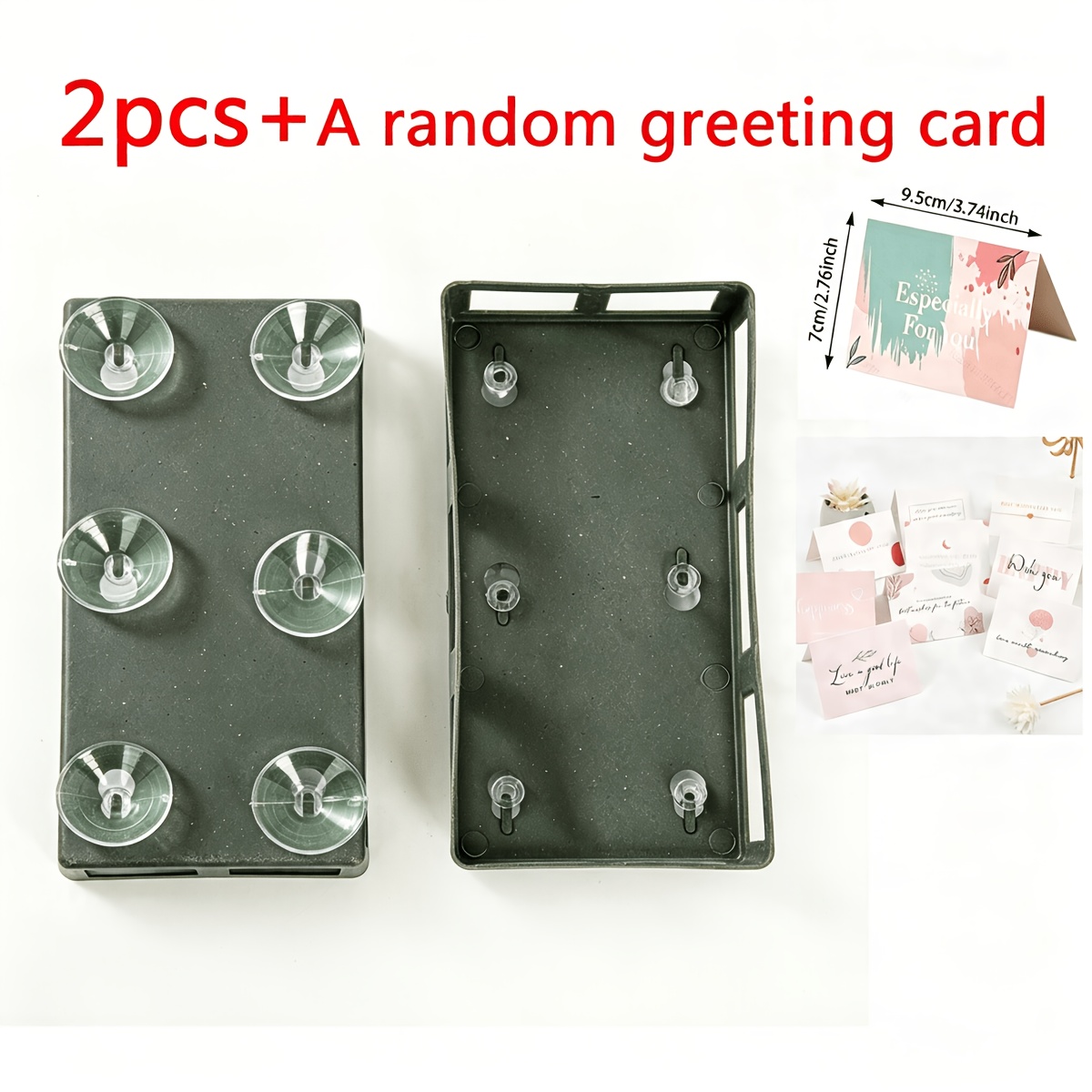 TEMU 2pcs Six-claw Suction Cup + Random Greeting Card, Suction-mounted Rectangular Floral Foam Holder, For Commercial Use In Flower Shops For Bulk