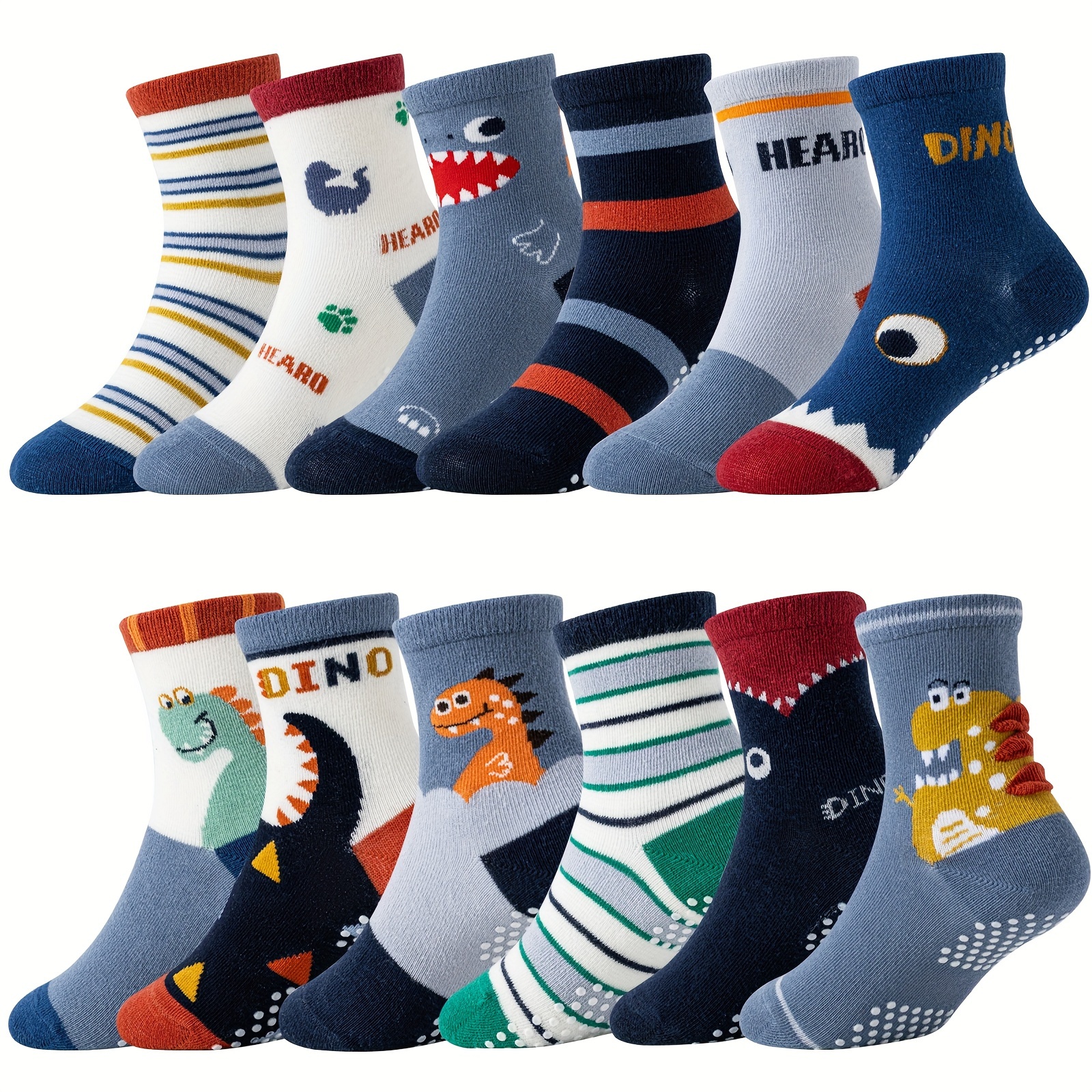 E-shop 12 Paar rutschfeste Socken für Baby Jungen, geeignet für Kleinkinder und Säuglinge