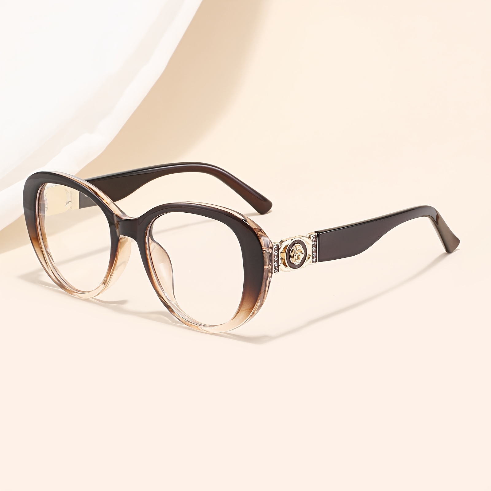 Lynxflare Golden-trimmed Foot Wire Model, Large Frame with Gradient Lenses, Super Stylish for Daily Outings. Even Plain Lenses Can Be Worn as a Light Luxury Accessory!