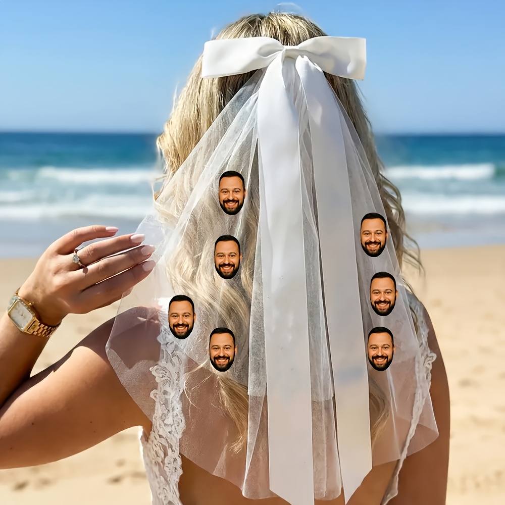 TEMU 1pc Personalized Bridal Veil With Face & Future Mrs. Name/text - Custom Photo Veil Suitable For Weddings, Bachelorette Parties, Brides Shower