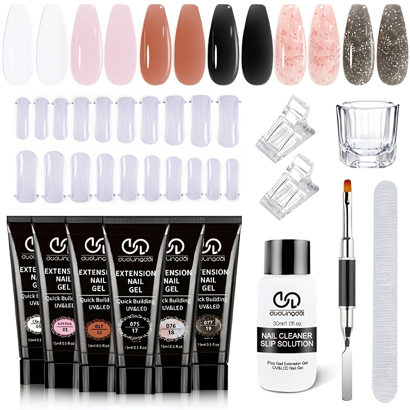 Image of Poly Nail Gel Kit - 6 Colors Jelly Nude Extension Kit With Slip Nail Enhancement For Beginner & Professional Long Lasting Diy Home For Women, & Led Needed