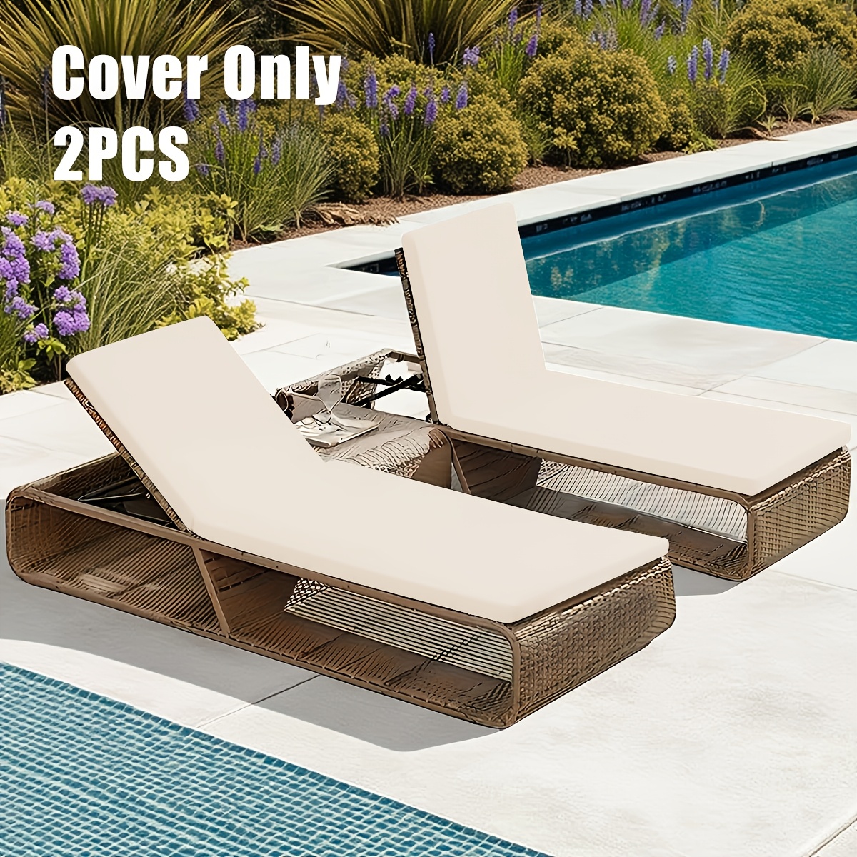 TEMU Lot de 2 housses de chaise extensibles en tissu de fibre Y, lot de 2 protège-chaises longues d'extérieur