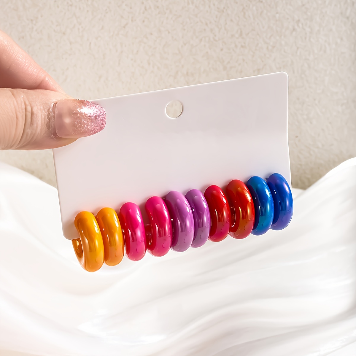 10pcs Acrylic Women's Fashion Hoop Earrings, Forest-style Sweet And Cute Earrings, Suitable For Gifting