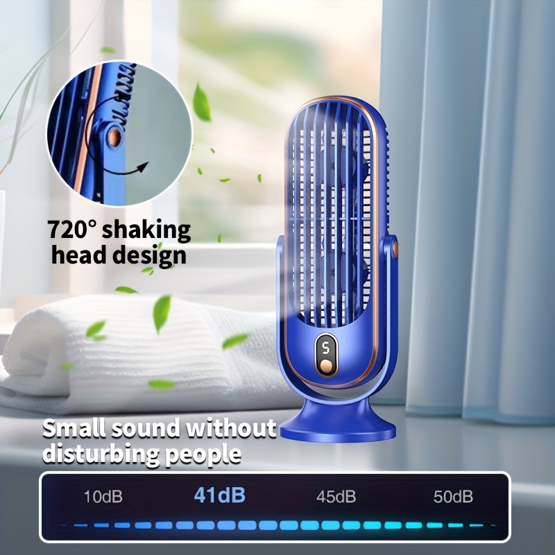 1pc portable dual   with large battery 5 speed   table fan 720 oscillating usb rechargeable lithium battery powered cooling fan for home   camping outdoor rv   adjustable angle button control plastic material ideal for christmas and valentines gift details 8