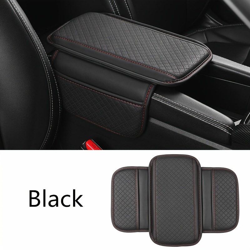 TEMU Car Armrest Box Heightening Pad With Side Storage Bag, Pu Leather Car Armrest Box Cushion Protective Cover With Storage Pocket, Car Interior