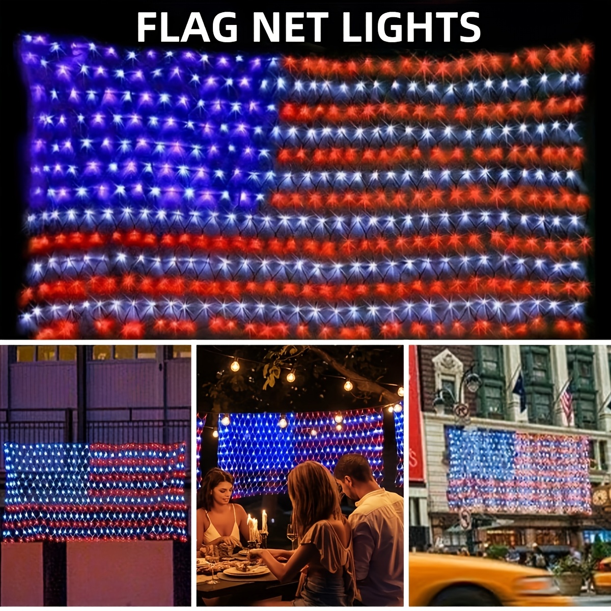 

American Flag , 420 Led String Lights, For 4 , National Day, Christmas Day, New Year's Party, Yard Decoration Hanging Ornaments