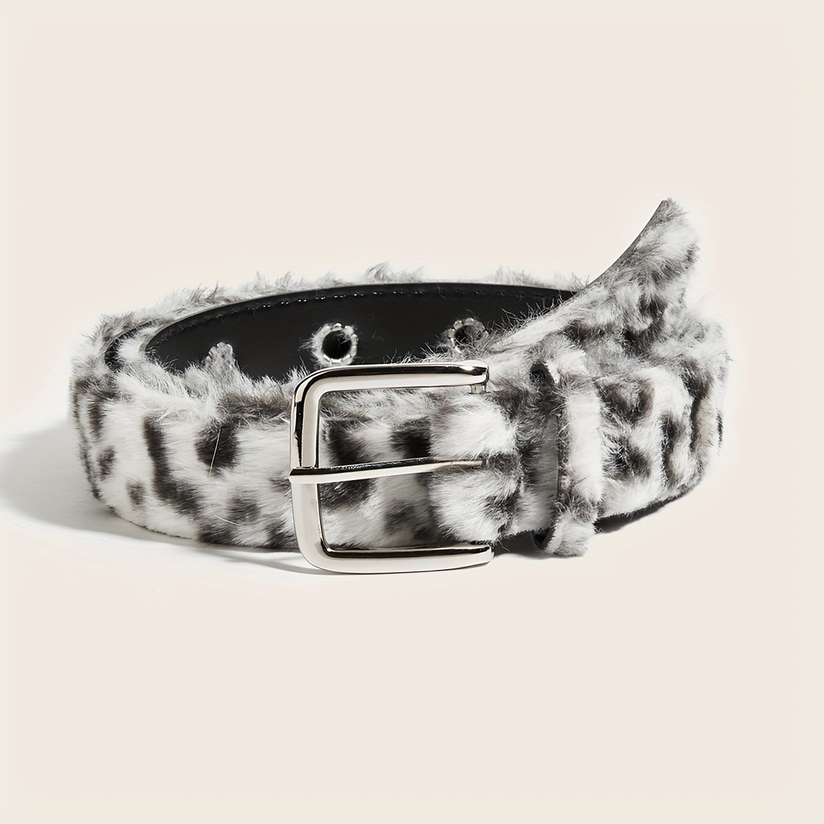 TEMU 1pc Fashion Leopard Print Plush Women's Belt, Retro Y2k Spicy Style Women's Belt, Comfortable Cute Women's Belt, Versatile For Pants, Dresses,