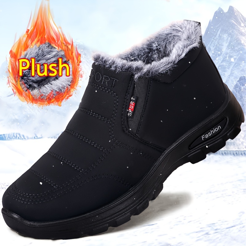 

Cozy & Warm Men's Snow Boots - Slip-resistant Ankle Booties For Hiking, Walking & Running - Plush Lined Winter Shoes With Casual/