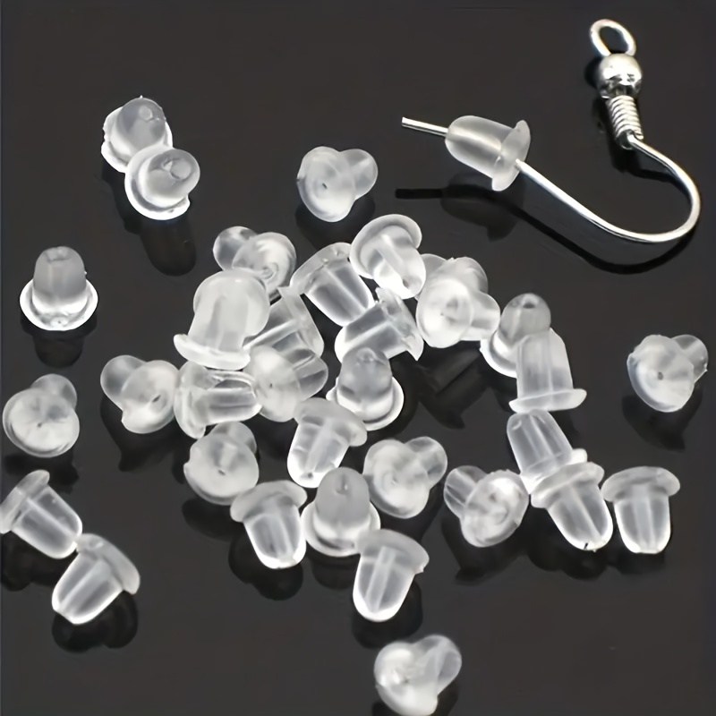 

500pcs Earring - Hypoallergenic Clear Bullet Stopper For Making Accessories