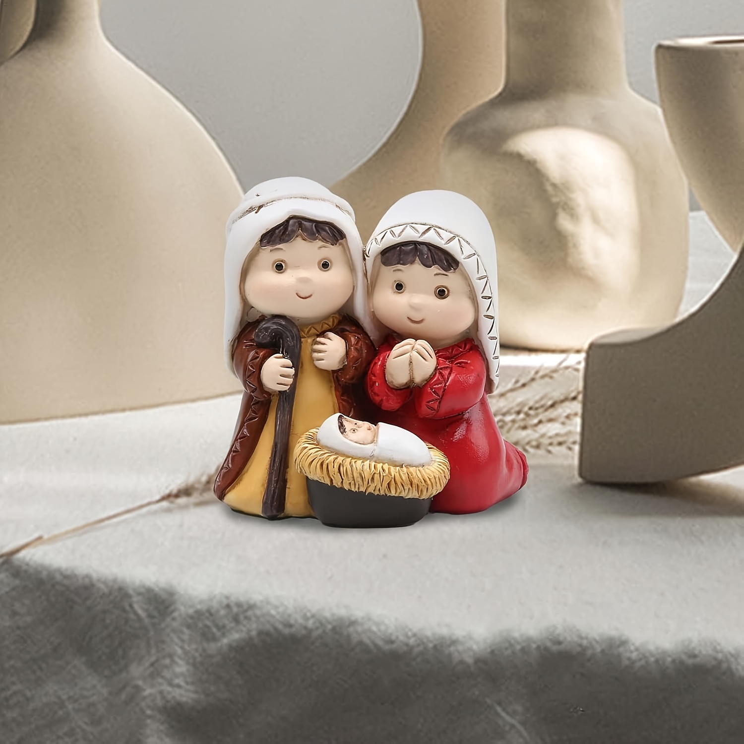 Weihnachtskrippe Aus Harz - 10-teiliges Figurenset Für Fensterbank & Tischdeko