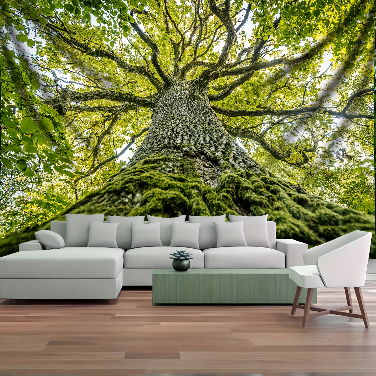 TEMU 2d Flat - [2d Flat Printing] 1pc - Ultra Large Size - Vibrant Ancient Trees Hd Digital Printing Huge Tapestry - Polyester - Home Decoration -