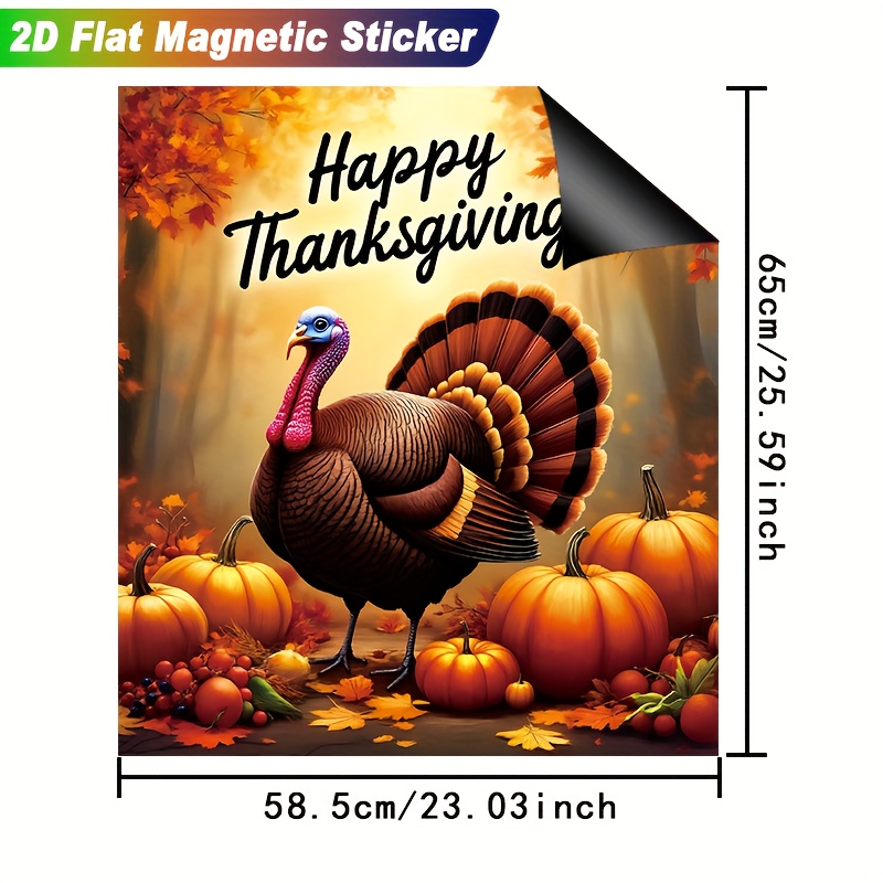 TEMU 2-pack Halloween Turkey And Pumpkin Stickers, Durable Dishwasher, Fridge, And Washing Machine Decor, Cute Autumn Design (pumpkin, Leaves),