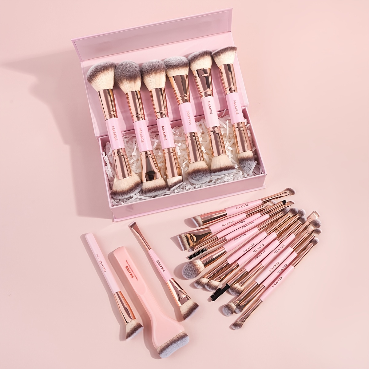 MAANGE Summer Pink 22pcs Soft Fluffy Makeup Brushes Set