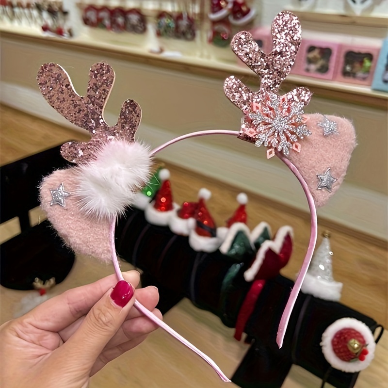 

Reindeer Antlers Headband, 2024 New Christmas Hair Accessory, Sparkling Sequin, Cute Animal Theme, Women's Holiday Headwear, Only, No Feather, No Power Required