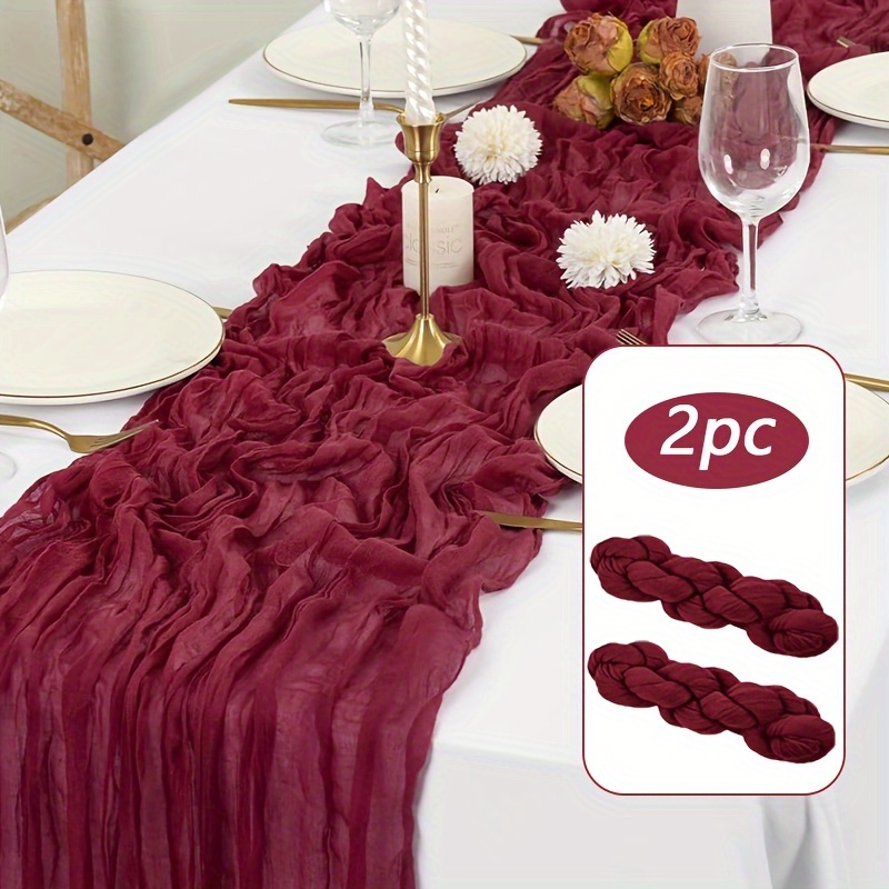 TEMU 2pz Tovaglia da Tavolo in Garza Boh矇mien Borgogna - Tessuto in Garza , per Matrimoni, Compleanni, Feste di e Decorazioni per Festiva, Accessorio
