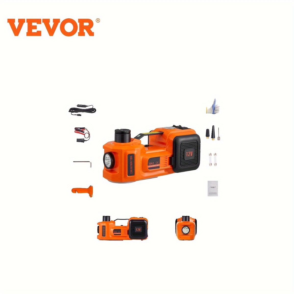 

Vevor Electric Car Jack, 5 Ton/11023 Lbs Hydraulic Car Jack, Portable Car Jack Lifting With Built-in Inflatable Pump And Led Light, Car Jack For Suv Mpv Sedan Truck Change Tires Garage Repair