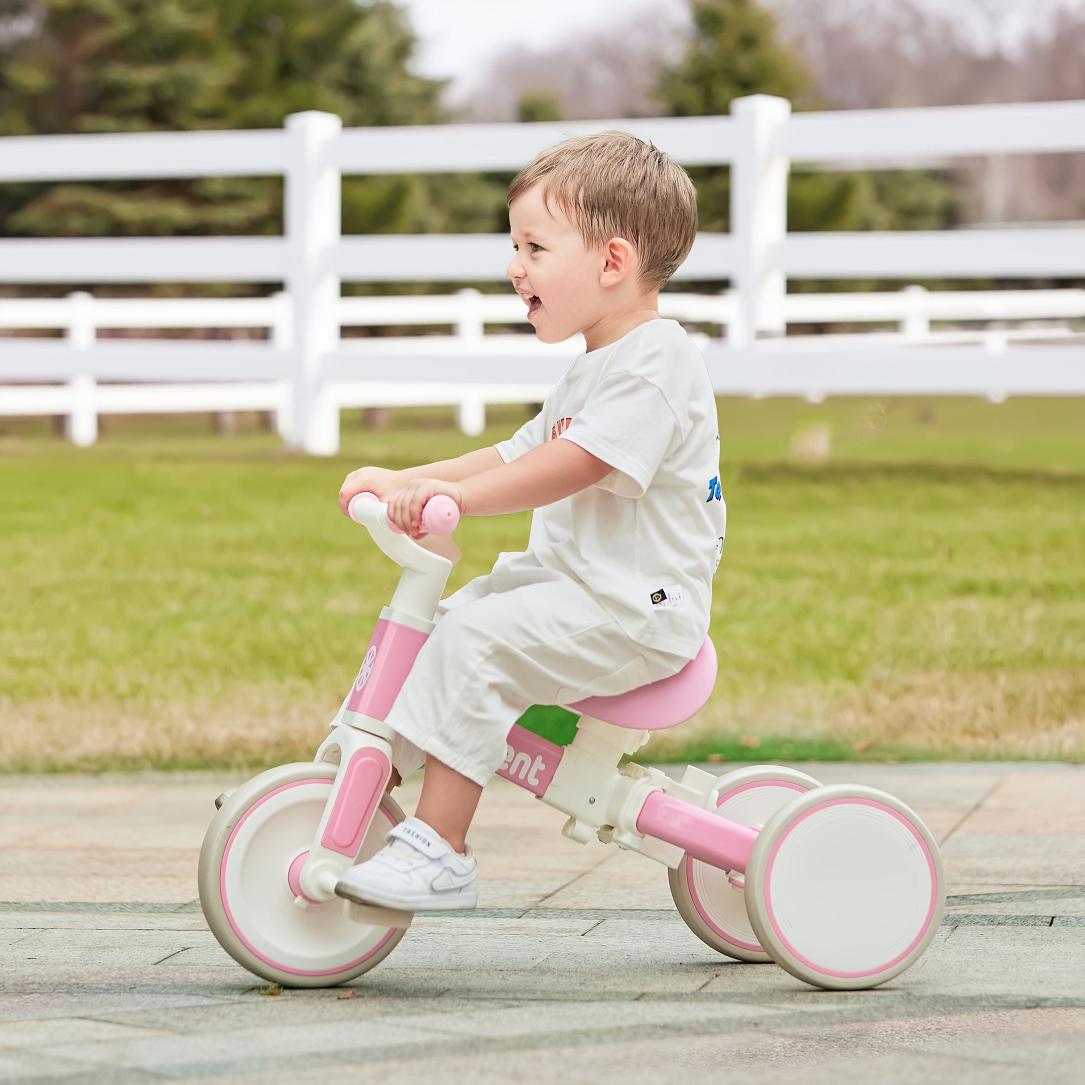 Pink Trike With Parent Handle HOMCOM In Trike Tricycle For Toddler