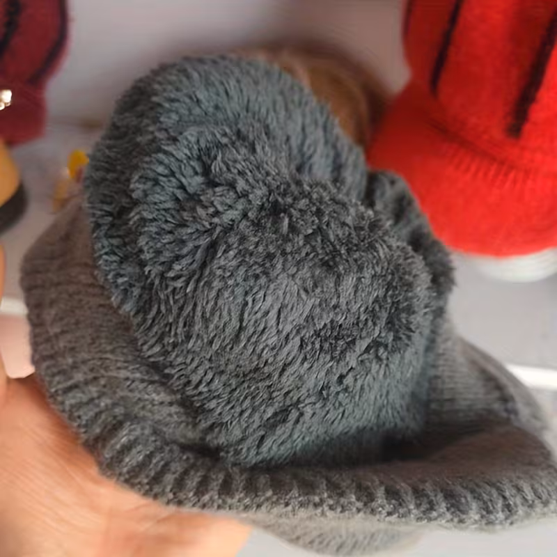 1pc mens winter knit beanie hat thick warm polyester soft breathable ribbed texture for outdoor sports casual winter hat cold weather gear durable construction cold climate wear Product details 4