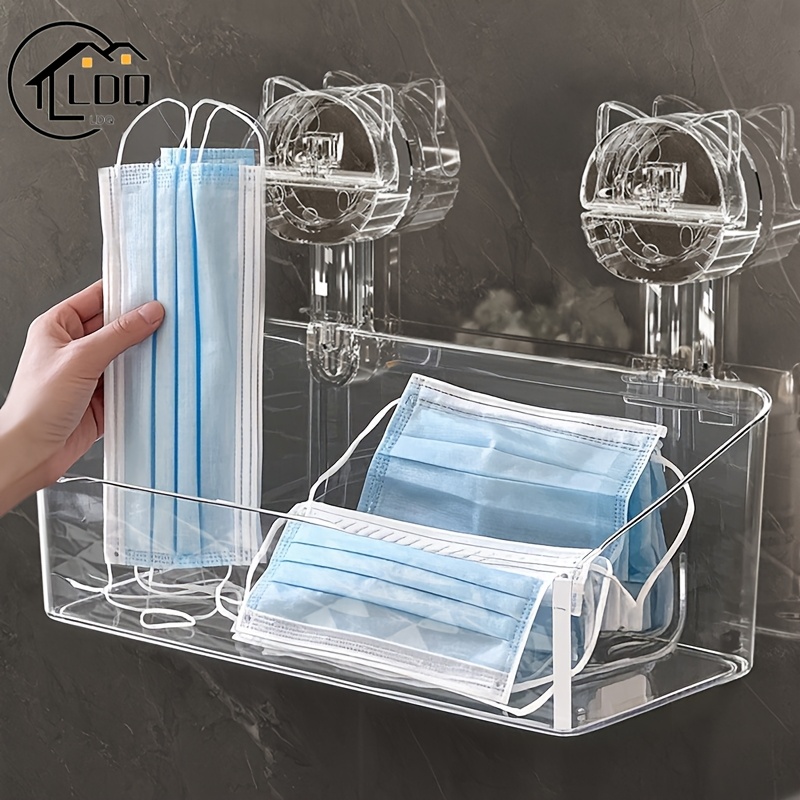 

1pc Ldq Dispenser Wall Mounted Clear Suction Cup Bathroom Organizer - And , Organizes Masks And Toiletries, Public Vanity Display And Storage.