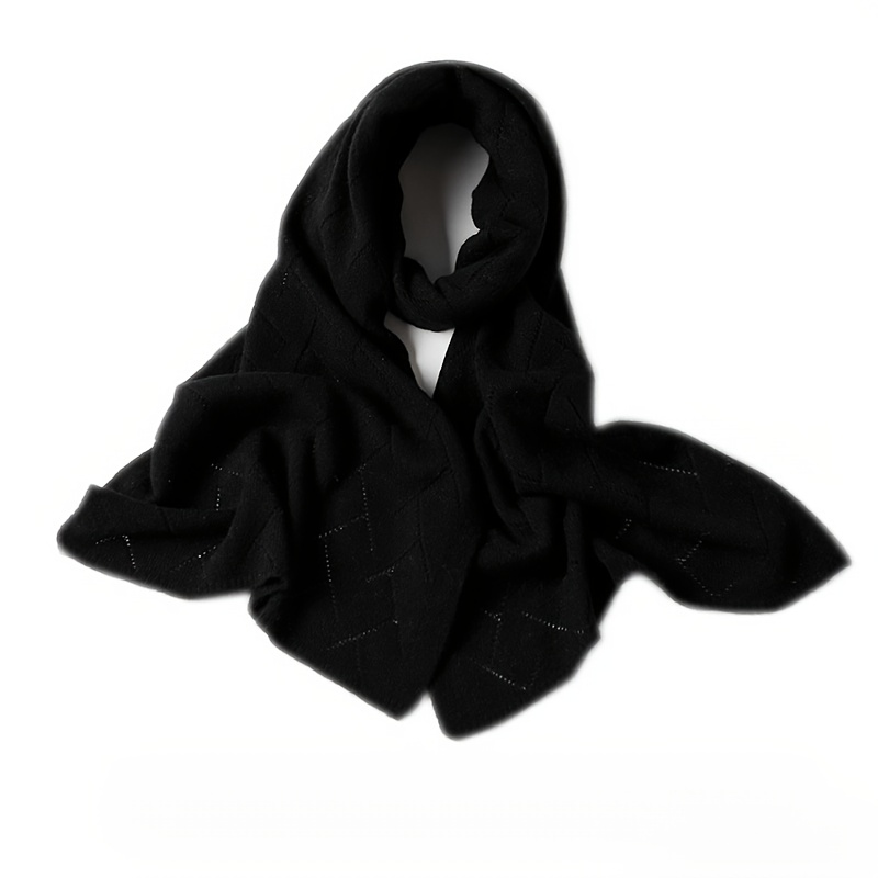 1pc Solid Cashmere Scarf - Thick Hollow-out Warm Winter Scarf, Casual Accessory