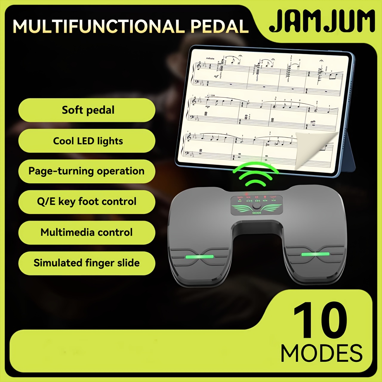 Multi-functional Pedal With 10 Pdf, Score Turner, Video Slide, Audio Switch, Etc. Usb/ Bt Connection, Silent Pedal