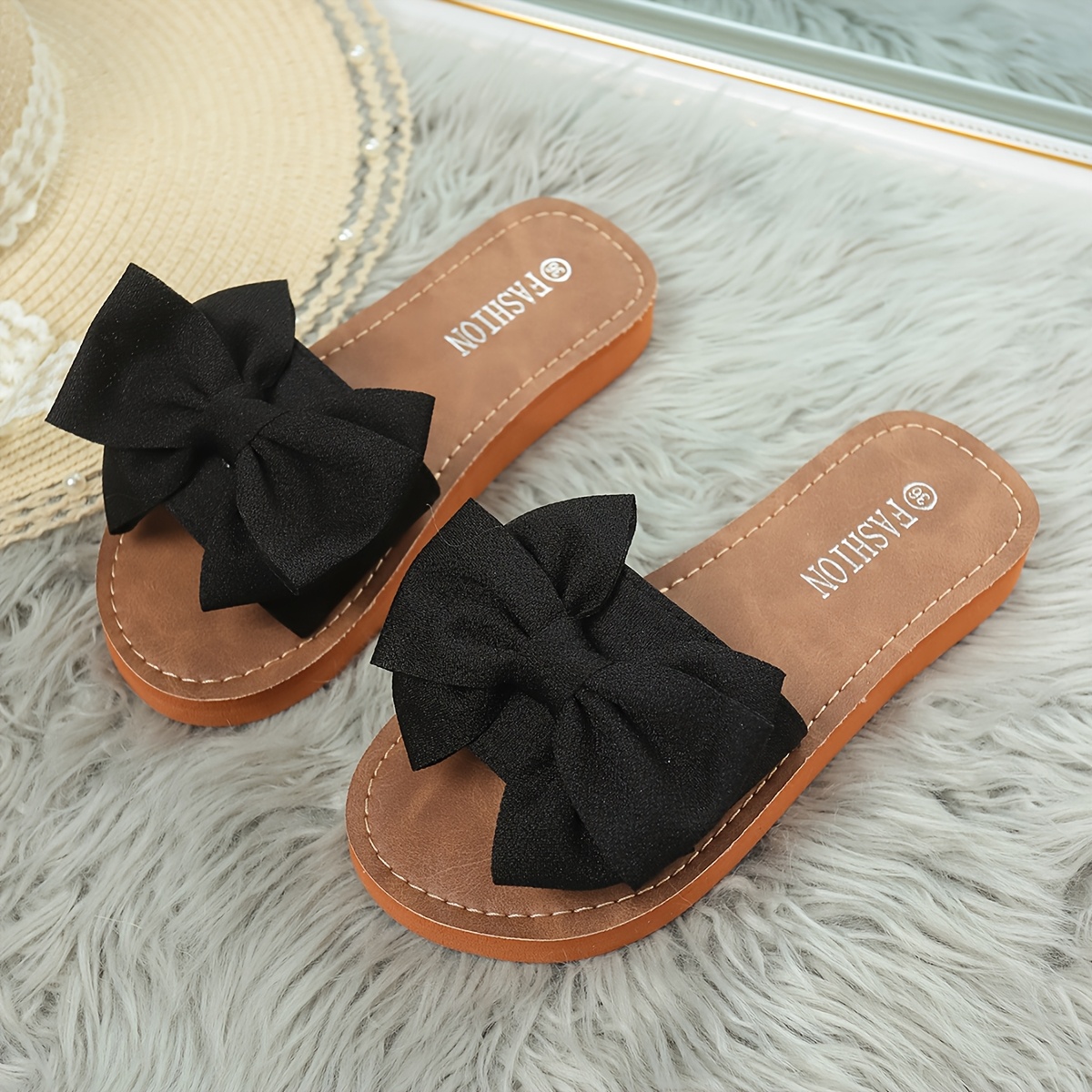 TEMU Ciabatte estive basse casual da donna nere da mare con , tomaia da viaggio, ciabatte da spiaggia , nuove ciabatte con zeppa bianche di tendenza