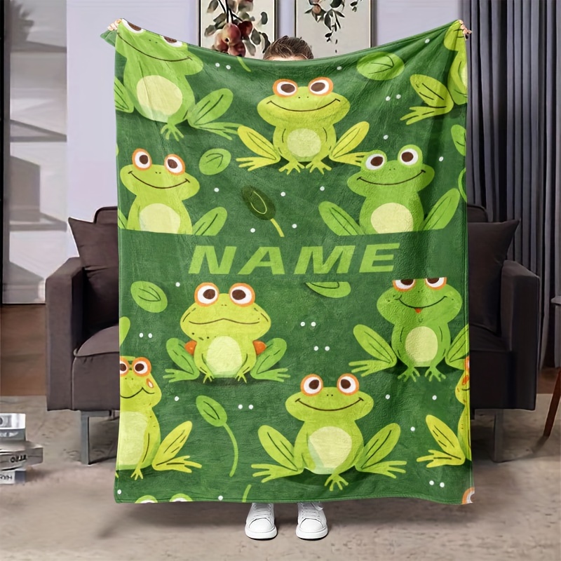 

Personalized Frog-themed Flannel Throw Blanket - Soft, Cozy & Warm For Couch, Bed, Office, And Travel - Unique Gift Idea