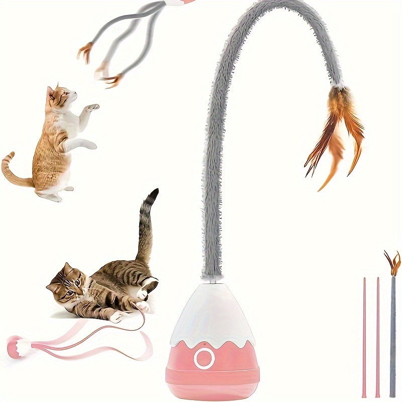 

Automatic 2-in-1 Silicone Tail Teaser For Indoor Cats-rechargeable Kitten Exercise Toy