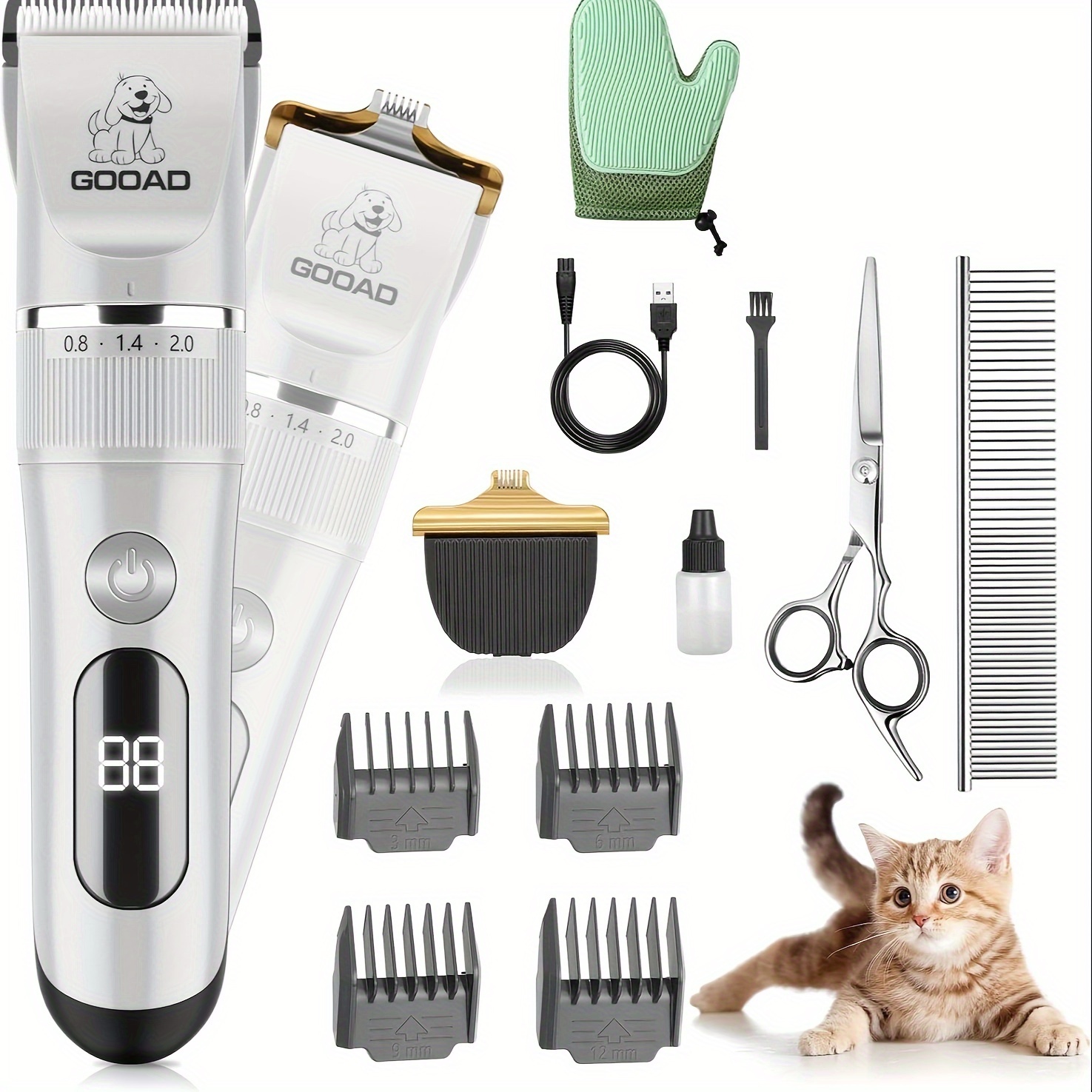 

Gooad Cat Grooming Kit Cat Clippers For Matted Hair Cordless Cat Shaver For Long Hair Low Noise Paw Trimmer, Cat Hair Trimmer For Grooming Quiet Pet Hair Clippers Tools For Cats Dogs (silver)