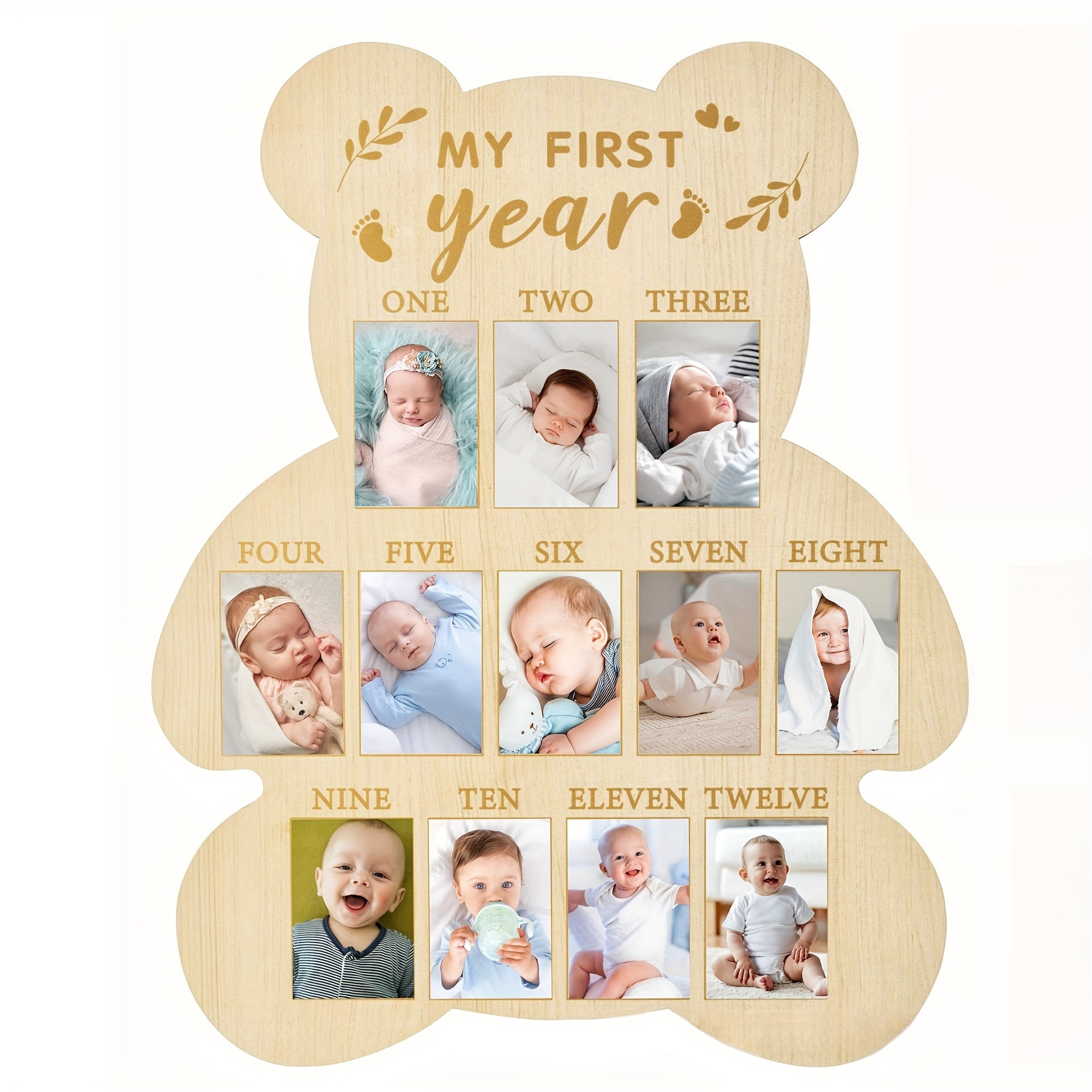 adorable first year milestone wooden photo frame    s 1st birthday   memories   calendar   nursery decor keepsake gift details 5