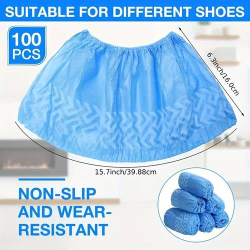 100 pack 50 pairs shoe covers disposable non fabric shoes covers for indoor blue durable reusable disposable boot shoe covers larger size fits shoes