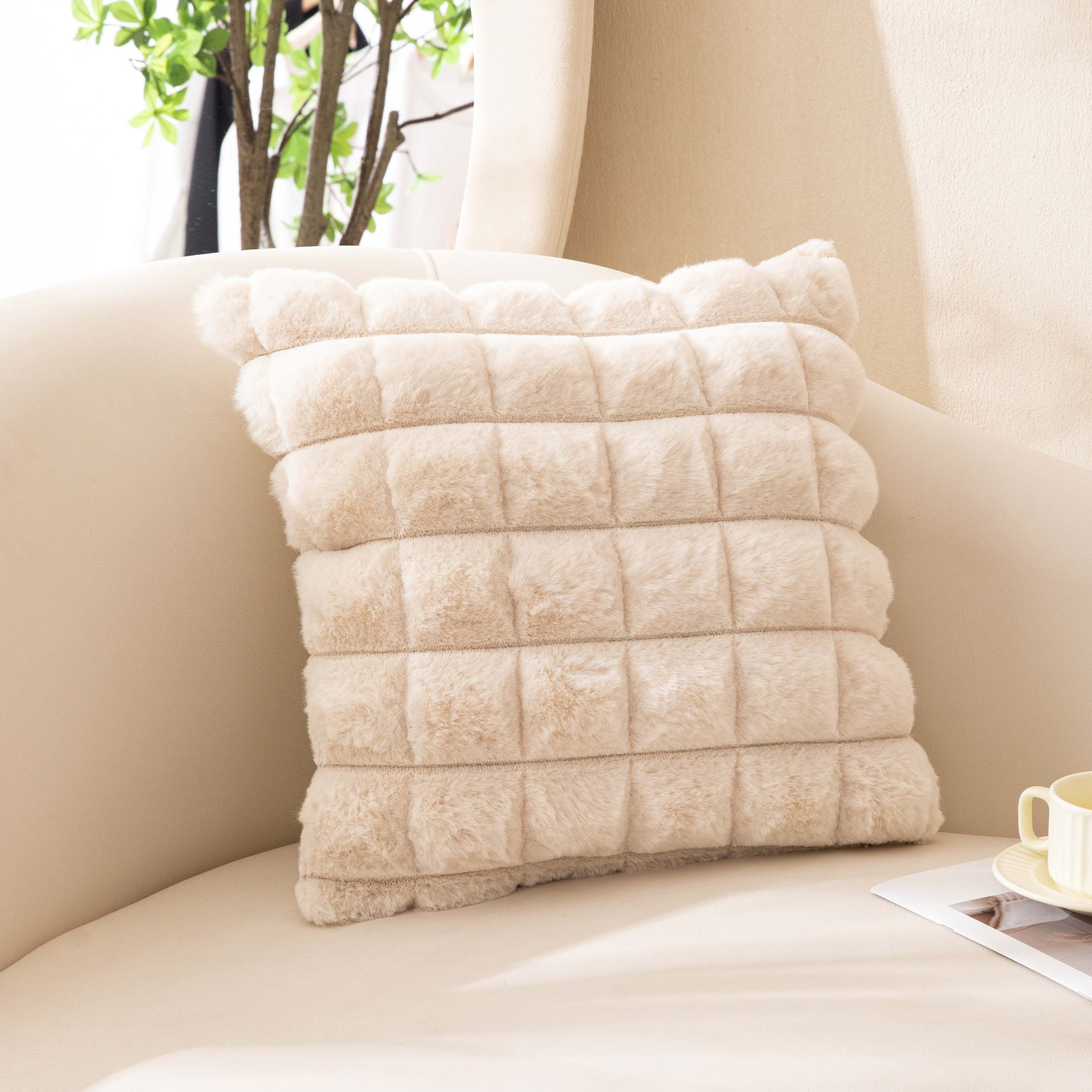 Country-* Throw Pillow *rs Hand Wash Only, Zipper Closure, Versatile  Room Decor, Knit Polyester Fabric, Beige (*